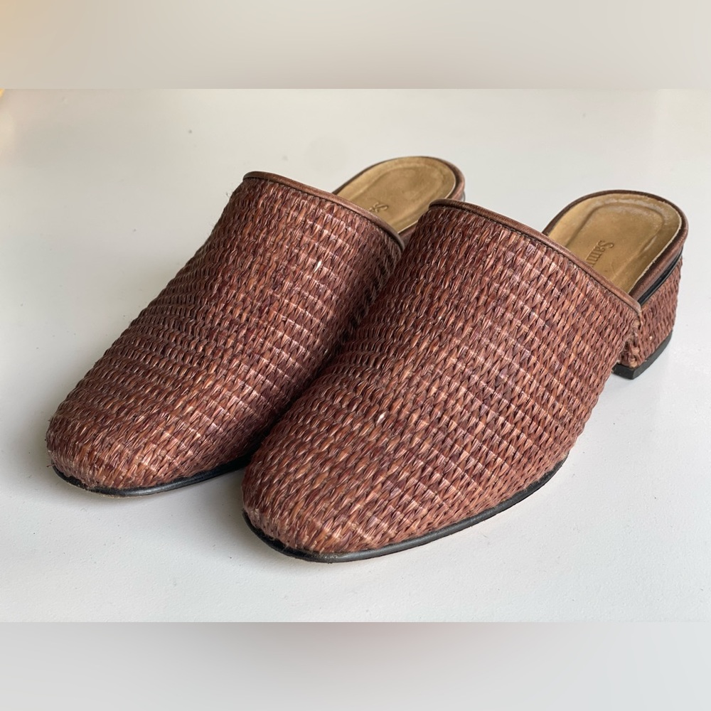 Samuji Basket Weave Mules Dark Brown Size 7, EU37